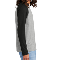 AllMade Unisex Tri Blend Long Sleeve Colorblock Raglan, Deep Black / Aluminum Grey, Right Sleeve view
