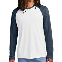 AllMade Unisex Tri Blend Long Sleeve Colorblock Raglan, Rebel Blue / Bright White, Front view