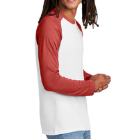 AllMade Unisex Tri Blend Long Sleeve Colorblock Raglan, Rise Up Red / Bright White, Right Sleeve view
