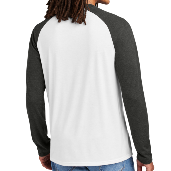 AllMade Unisex Tri Blend Long Sleeve Colorblock Raglan, Space Black / Bright White, Back view