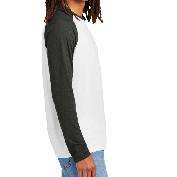 AllMade Unisex Tri Blend Long Sleeve Colorblock Raglan, Space Black / Bright White, Right Sleeve view