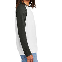 AllMade Unisex Tri Blend Long Sleeve Colorblock Raglan, Space Black / Bright White, Right Sleeve view