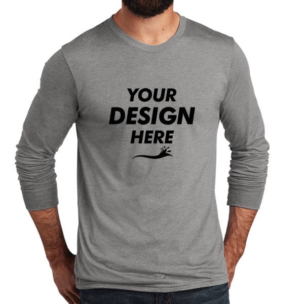 AllMade Unisex Tri Blend Long Sleeve Tee, Aluminum Grey, Front view, Mockup