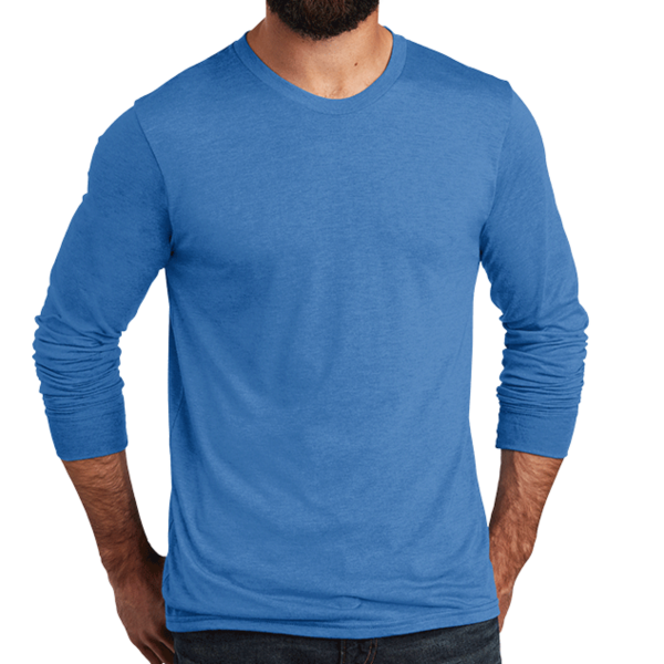 AllMade Unisex Tri Blend Long Sleeve Tee, Azure Blue, Front view