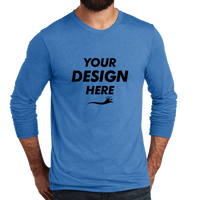 AllMade Unisex Tri Blend Long Sleeve Tee, Azure Blue, Front view, Mockup