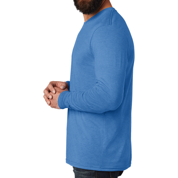 AllMade Unisex Tri Blend Long Sleeve Tee, Azure Blue, Left Sleeve view