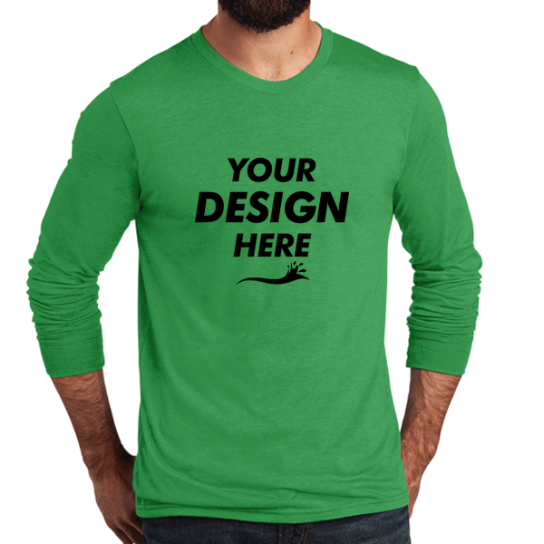 AllMade Unisex Tri Blend Long Sleeve Tee, Enviro Green, Front view, Mockup