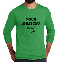 AllMade Unisex Tri Blend Long Sleeve Tee, Enviro Green, Front view, Mockup