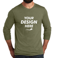 AllMade Unisex Tri Blend Long Sleeve Tee, Olive You Green, Front view, Mockup
