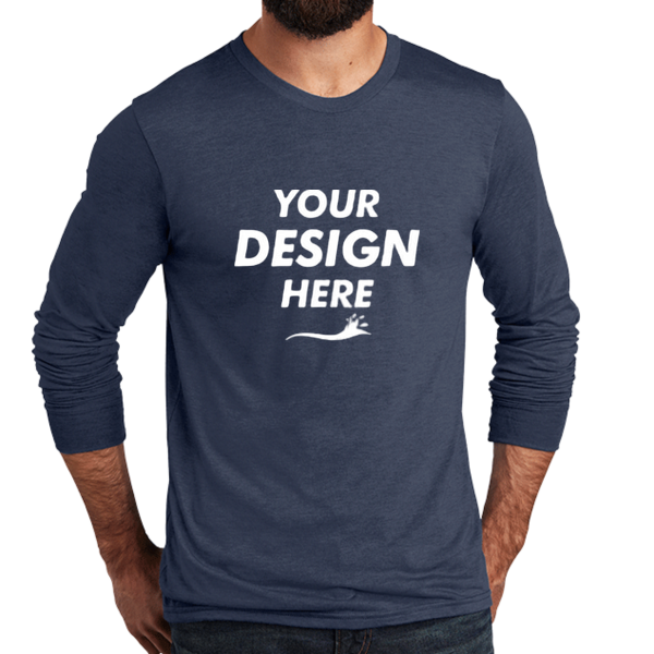 AllMade Unisex Tri Blend Long Sleeve Tee, Rebel Blue, Front view, Mockup