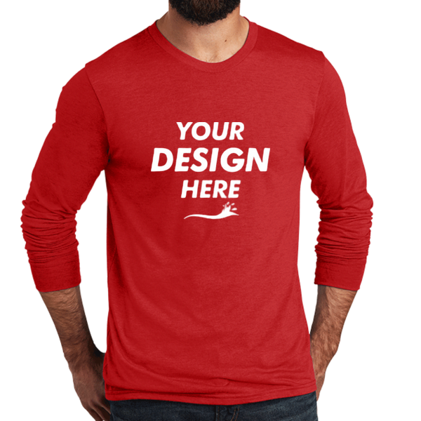 AllMade Unisex Tri Blend Long Sleeve Tee, Rise Up Red, Front view, Mockup