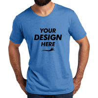 AllMade Unisex Tri Blend Tee, Azure Blue, Front view, Mockup