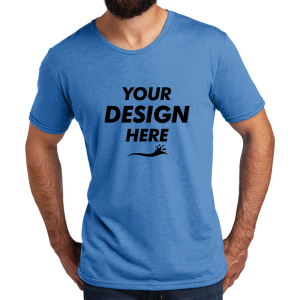 AllMade Unisex Tri Blend Tee, Azure Blue, Front view, Mockup