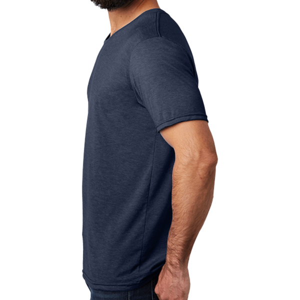 AllMade Unisex Tri Blend Tee, Rebel Blue, Left Sleeve view