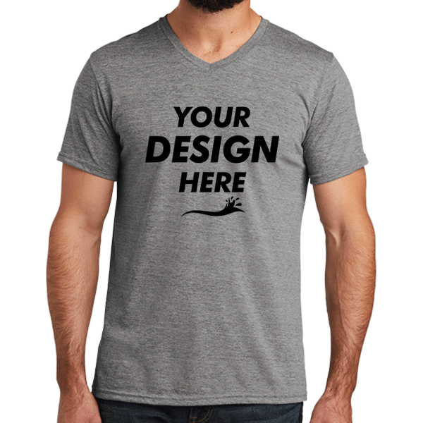 AllMade Unisex Tri Blend V Neck Tee, Aluminum Grey, Front view, Mockup