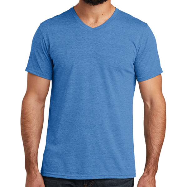 AllMade Unisex Tri Blend V Neck Tee, Azure Blue, Front view