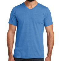 AllMade Unisex Tri Blend V Neck Tee, Azure Blue, Front view