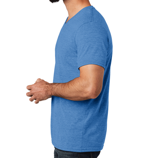 AllMade Unisex Tri Blend V Neck Tee, Azure Blue, Left Sleeve view