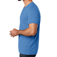 AllMade Unisex Tri Blend V Neck Tee, Azure Blue, Left Sleeve view