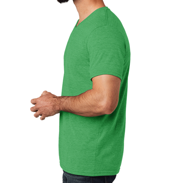 AllMade Unisex Tri Blend V Neck Tee, Enviro Green, Left Sleeve view