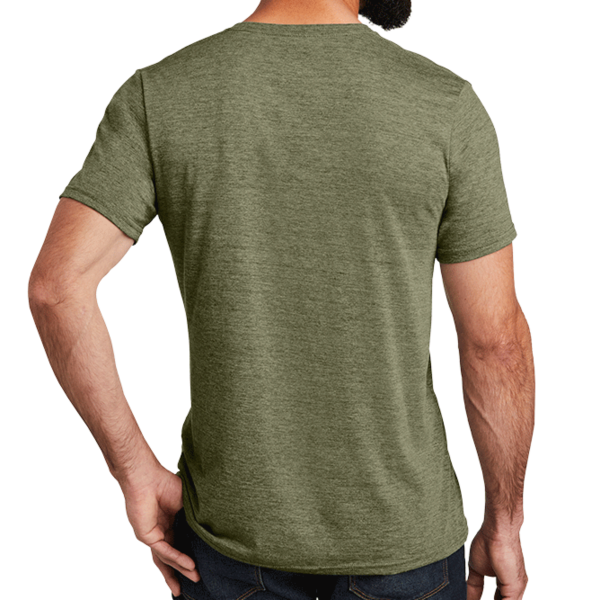 AllMade Unisex Tri Blend V Neck Tee, Olive You Green, Back view
