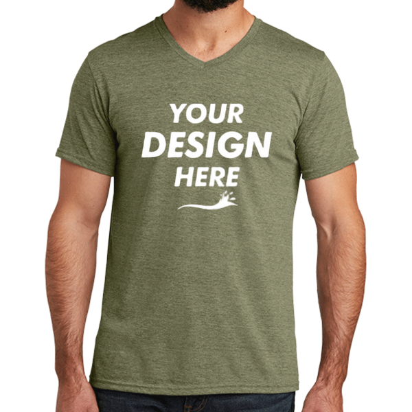 AllMade Unisex Tri Blend V Neck Tee, Olive You Green, Front view, Mockup
