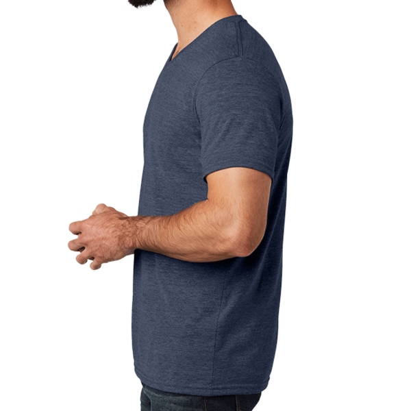AllMade Unisex Tri Blend V Neck Tee, Rebel Blue, Left Sleeve view