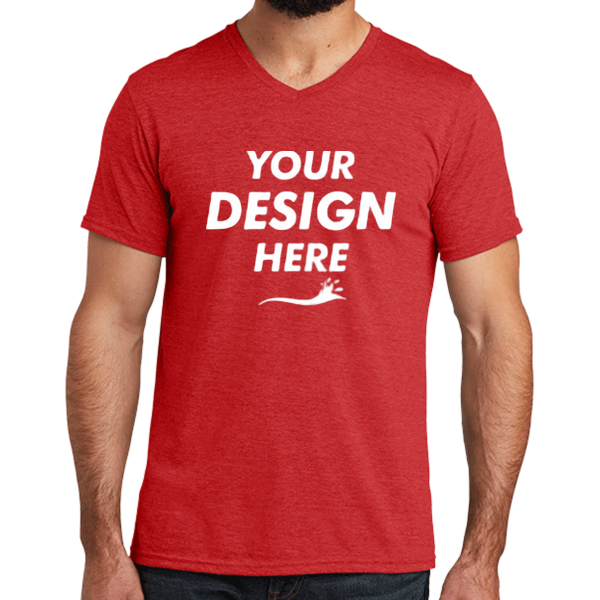 AllMade Unisex Tri Blend V Neck Tee, Rise Up Red, Front view, Mockup