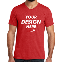 AllMade Unisex Tri Blend V Neck Tee, Rise Up Red, Front view, Mockup