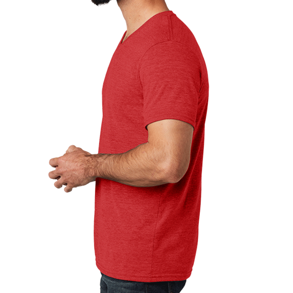AllMade Unisex Tri Blend V Neck Tee, Rise Up Red, Left Sleeve view