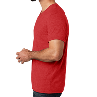 AllMade Unisex Tri Blend V Neck Tee, Rise Up Red, Left Sleeve view