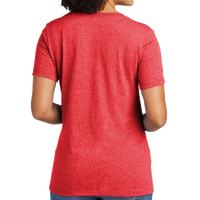 AllMade Women's Recycled Blend V Neck Tee, Reclaimed Red Heather, Back view
