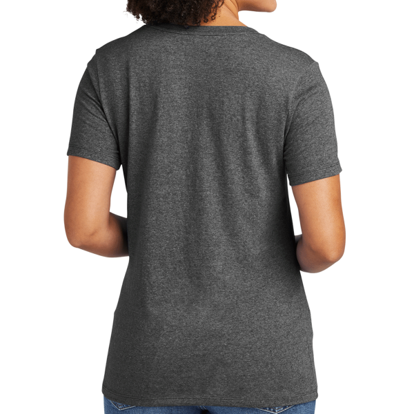 AllMade Women's Recycled Blend V Neck Tee, Reloaded Charcoal Heather, Back view