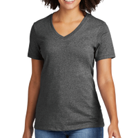 AllMade Women's Recycled Blend V Neck Tee, Reloaded Charcoal Heather, Front view