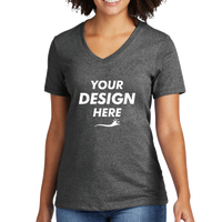 AllMade Women's Recycled Blend V Neck Tee, Reloaded Charcoal Heather, Front view, Mockup