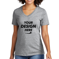 AllMade Women's Recycled Blend V Neck Tee, Remade Gray Heather, Front view, Mockup