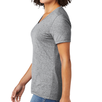 AllMade Women's Recycled Blend V Neck Tee, Remade Gray Heather, Left Sleeve view