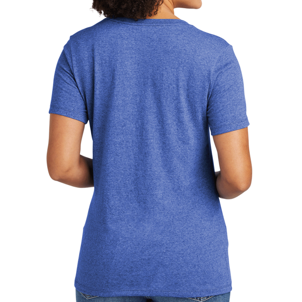 AllMade Women's Recycled Blend V Neck Tee, Reused Royal Heather, Back view