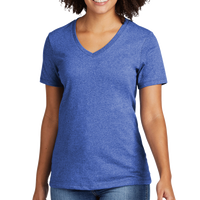 AllMade Women's Recycled Blend V Neck Tee, Reused Royal Heather, Front view