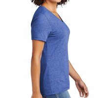 AllMade Women's Recycled Blend V Neck Tee, Reused Royal Heather, Right Sleeve view
