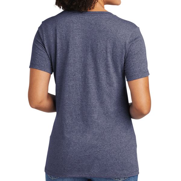 AllMade Women's Recycled Blend V Neck Tee, Salvaged Navy Heather, Back view
