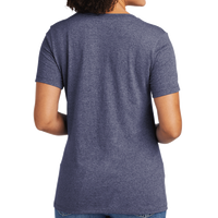 AllMade Women's Recycled Blend V Neck Tee, Salvaged Navy Heather, Back view