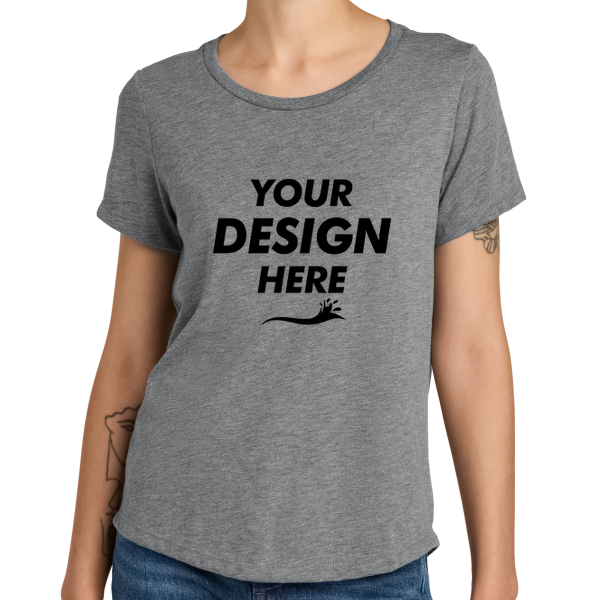 AllMade Women's Relaxed Tri Blend Scoop Neck Tee, Aluminum Grey, Front view, Mockup