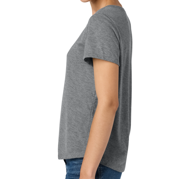AllMade Women's Relaxed Tri Blend Scoop Neck Tee, Aluminum Grey, Left Sleeve view