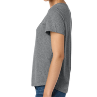 AllMade Women's Relaxed Tri Blend Scoop Neck Tee, Aluminum Grey, Left Sleeve view