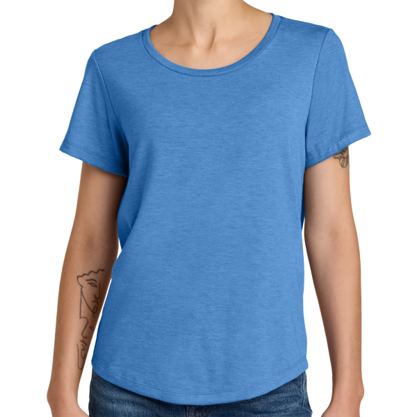 AllMade Women's Relaxed Tri Blend Scoop Neck Tee, Azure Blue, Front view