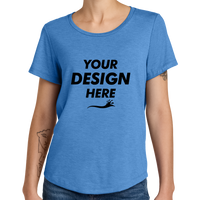 AllMade Women's Relaxed Tri Blend Scoop Neck Tee, Azure Blue, Front view, Mockup
