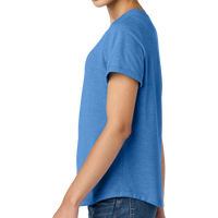 AllMade Women's Relaxed Tri Blend Scoop Neck Tee, Azure Blue, Left Sleeve view