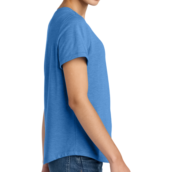 AllMade Women's Relaxed Tri Blend Scoop Neck Tee, Azure Blue, Right Sleeve view