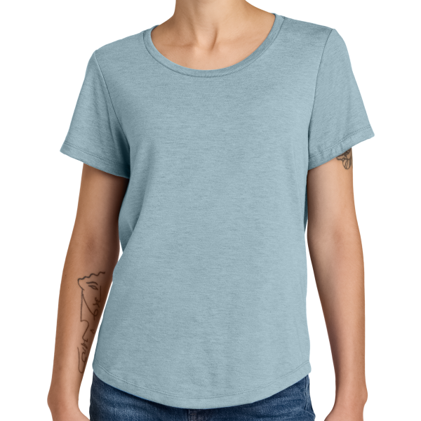 AllMade Women's Relaxed Tri Blend Scoop Neck Tee, I Like You Blue, Front view